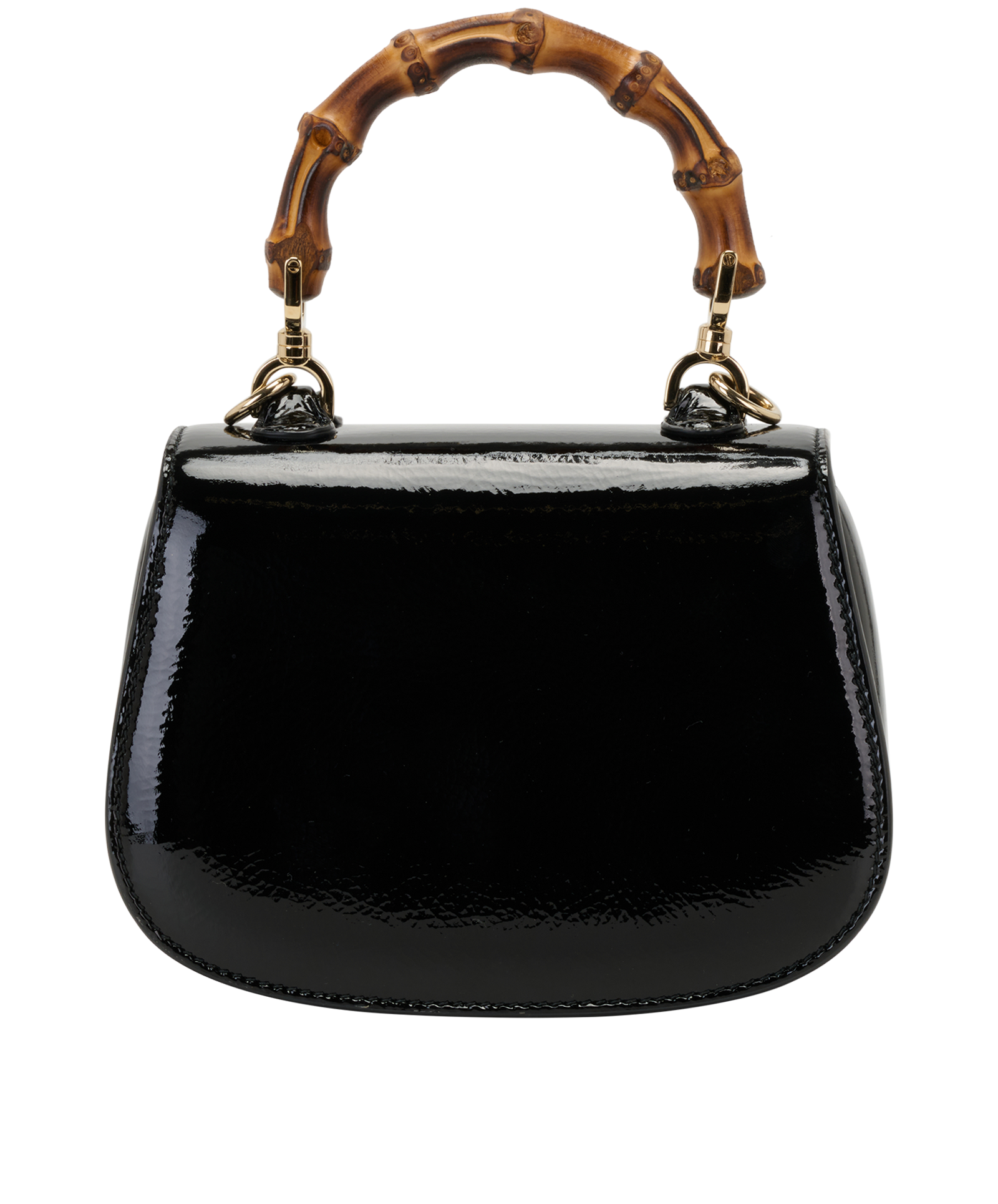 Mini Bamboo 1947, &pound;1,100, Handbags, Black, Patent Leather, Back view